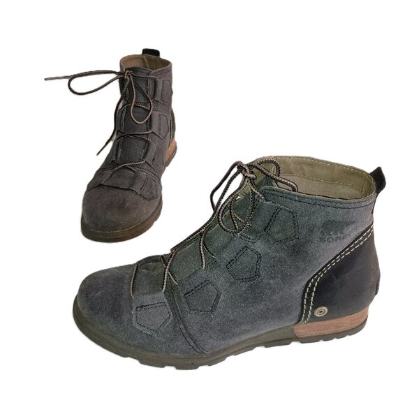 Sorel Shoes - Sorel Women's Dark Grey Major Lace Botki Damskie Ankle Boots Women’s Size 7